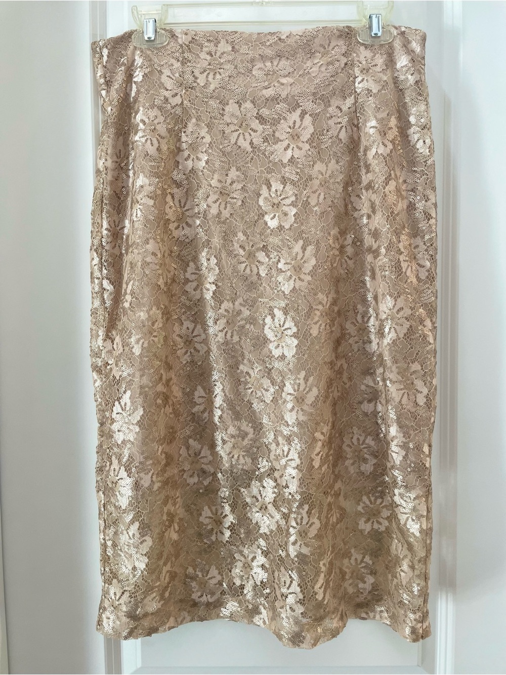 New York & Company Champagne Lace Midi Skirt